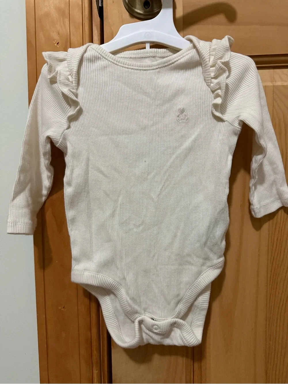 Baby Gap Cream Ribbed Ruffle One-Piece Bodysuit and Flare pants